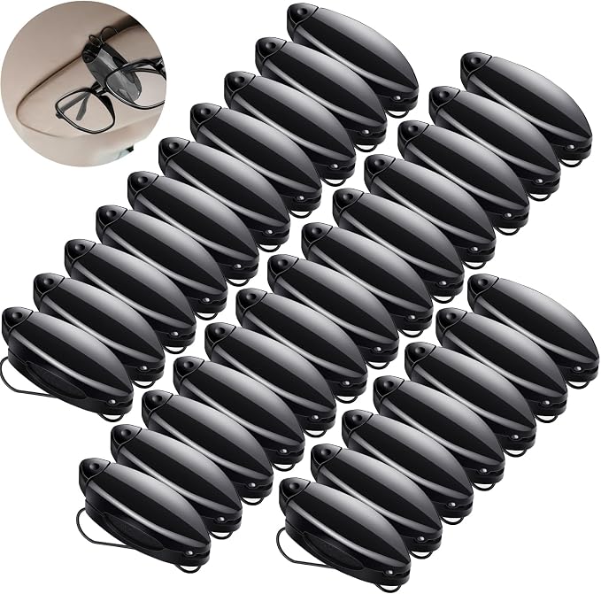 30 Pieces Car Sunglasses Holder for Sun Visor Car Clip Bulk, Accessories Interior Eyeglasses Mount Ticket Card Clip Glasses Holder Auto Clip Holder(Black)
