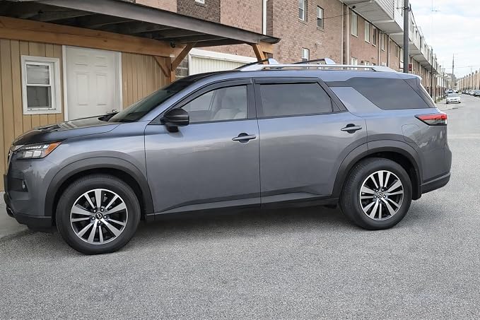 2022-2026 Tape-On Rain Guards for Nissan Pathfinder Side Window Visor Deflectors S SV SL Platinum Rock Creek Smoke Tinted Vent Shades 2023 2024 2025