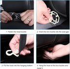 Car Seat Back Organizer, Leather Vehicle Seatback Storage Pocket with Foldable Table Tray, Multifunctional Automotive Backseat Protectors Kick Mats Accessories, Universal Fit (Black)