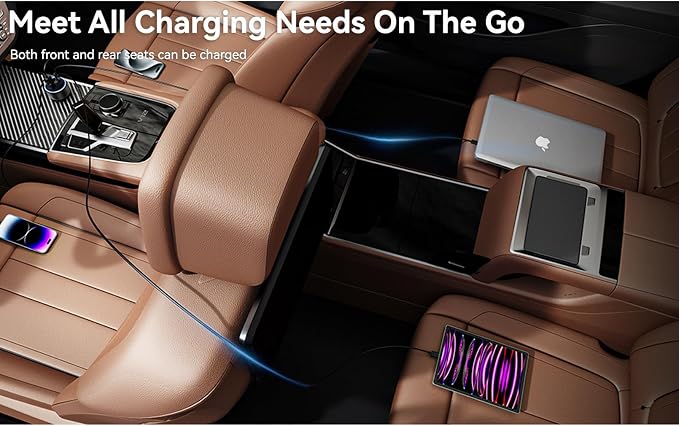 4-Port USB C Car Charger 78W PD Fast Charging 3-Pack | Metal & Safe: Voltage display tracks battery. Smart chip protects devices. Universal fit for all phones, cars & family trips.
