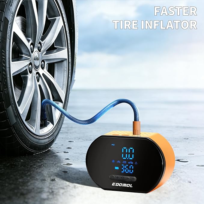 Tire Inflator Portable Air Compressor - 150PSI Portable Car Air Pump with 6000mAh Battery, Fast Inflation & Deflation Function, Digital Pressure Gauge & Auto-Off for Car, Motorcycle, Bike, Ball