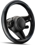 Car Steering Wheel Cover - Universal Car Accessory for Diverse Cars, Leather Cover with Anti-Slip Lining, for Steering Wheel with a Diameter of 15.5"-16", Black