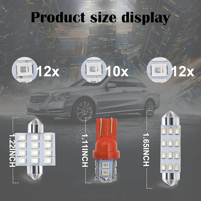 24 PCS Car LED Lights, Interior Replacement Bulbs for Car Interior Lights Dome Lights Plate Lights Map Lights Door Lights License,Compatible with All Vehicles(Red)