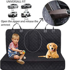 Dog Car Seat Cover for Back Seat, Waterproof Dog Bench Seat Pad Compatible for Armrest & Seat Belt, Universal Nonslip Durable Soft Pet Protector for Cars Trucks & SUV (Orange Edge)