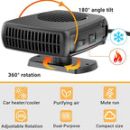 200W Car Heater, 12V Auto Part Vehicle Heater That Plugs into Cigarette Lighter, Portable Car Heaters and Defroster Windshield Defogger, Heaters for Vehicles with 360 Degree Rotary Base