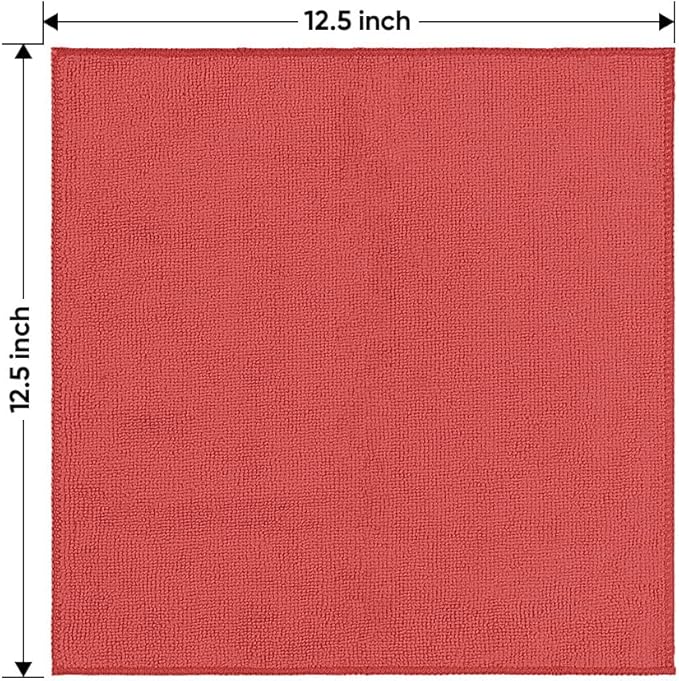 Red Microfiber Cleaning Cloth 50 Pack, 12.5 x 12.5 inch Microfiber Towels for Cars, Ultra Absorbent Car Washing Cloth, Lint Free Streak Free Cleaning Rags for Car, Kitchen, and Window