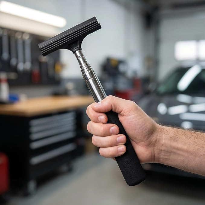 Retractable Car Rearview Mirror Wiper, Telescopic Side Mirror Squeegee, Anti-Fog Rain Cleaning Tool with Rubber Layered Head, Portable Auto Accessory for Cars, SUVs, Trucks (Black)
