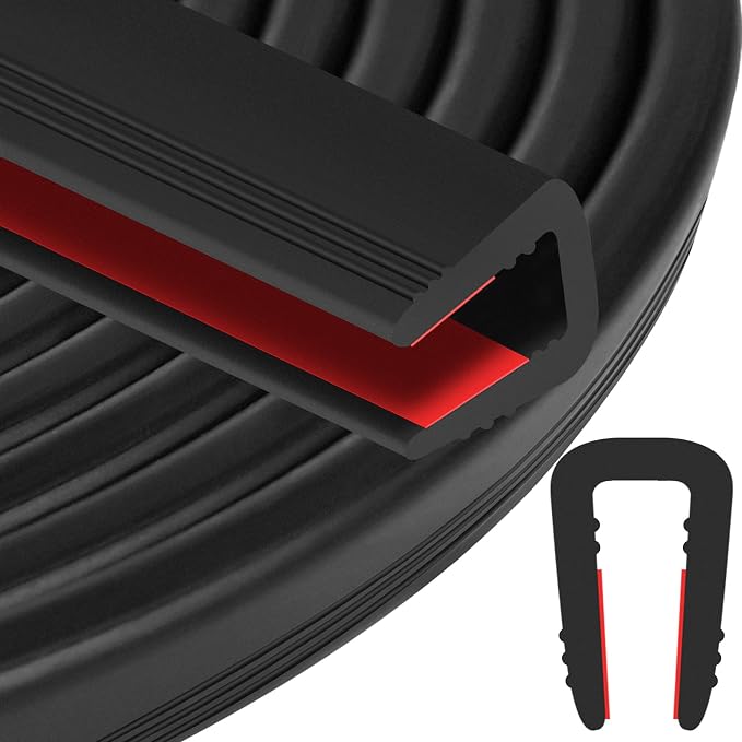 Rubber Edge Trim U Channel, 3/4" Self Adhesive Sheet Metal Edge Guard Protector, EPDM Seal Strip for Car Doors, Steel Plates, Glass, Hatches, Table Corners, Fit 3/4"(19mm), 20Ft, Black