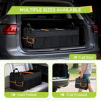 Trunk Organizer for SUV, Collapsible Trunk Organizer for Car, Non-Slip Bottom, Storage Organizer for Sedans, Van, Jeep, Grocery, Large 4 Compartments, Black Mixed Orange 32"×13"×12"