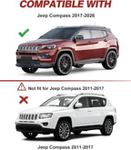 Outside-Mount Window Rain Guards Fit for Jeep Compass 2017-2026, Extra Durable Window Visors Wind Deflector Dark Smoke Vent Shades Car Tape-on with Thicker-6 PCS