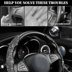 2 PCS Steering Wheel Cover, Segmented Car Wheel Covers with Crystal Rhinestones, Non-Slip Protector Bling Sparkly Decoration for Most Steering Wheels, Car Accessories (White)