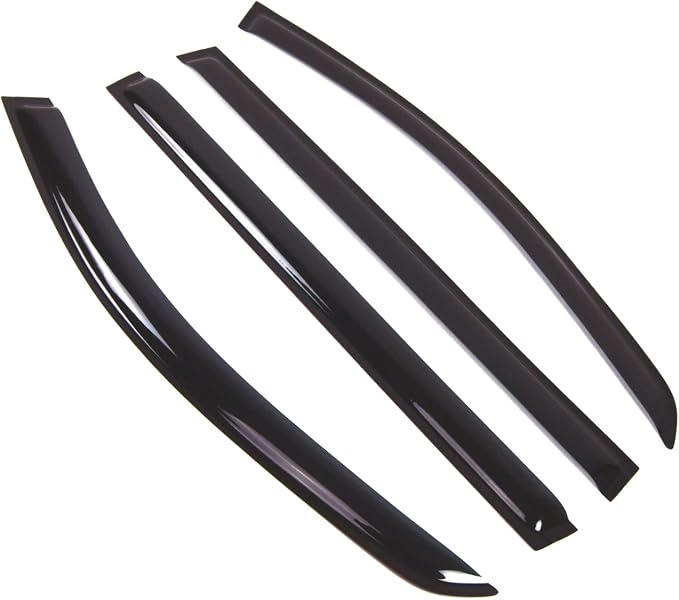 WD2-729 Dark Smoke 4 Pcs Set Window Visor (Outside Mount) Deflector Rain Guard Compatible with 2007-2012 Mercedes-Benz GL320 GL350 GL450 GL550