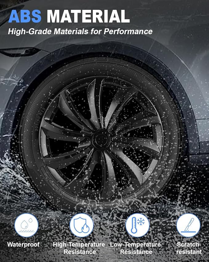 Hubcap Wheel Covers Hub Caps 15 Inch Set of 4 Black & Silver Universal Wheel Rim Cover R15 Stylish Car Decor Wheel Covers for Toyota Camry Nissan Mazda (black-11, 15 inch)