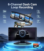 6-Channel 1080P Dash Cam Backup Camera System with 10.33 Inch Touch Screen Parking Monitor, Back Up Camera Car Radio for RV/Truck/Trailer/Van/SUV/Cars,Wireless Carplay/Android Auto/WiFi/Bluetooth/FM