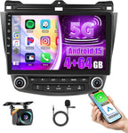 [4+64G] for Honda Accord 2003 2004 2005 2006 2007 Android Car Stereo, 10.1 Inch Touchscreen Radio Carplay/Android Auto/GPS Navigation/Mirror Link/WiFi/Bluetooth/DSP/FM RDS+AHD Backup Camera
