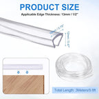 Clear Edge Trim, 9.8Ft Silicone U Channel Edge Protector, Edges Guards Fits 1/2" for Car Doors Sheet Metal Parts (3/4" W x 15/32" H)