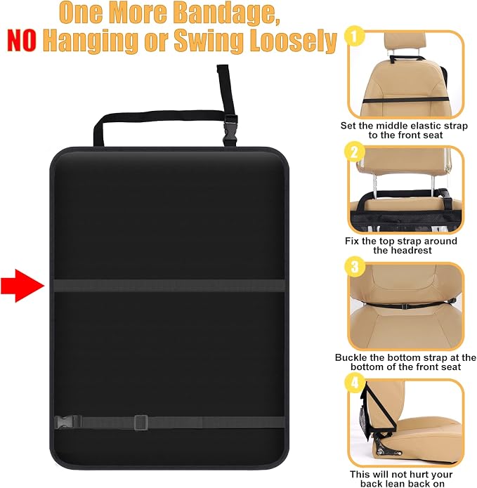 Kick Mats Back Seat Protector, Waterproof Oxford Seat Back Protector, Car Seat Back Protector for Kids, Back of Seat Protector for Kids Feet Car Seat (Black C -2pc)