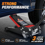 3 Ton Low Profile Floor Jack, Heavy Duty Steel Hydraulic Car Jack with Dual Pistons Quick Lift Pump, Hydraulic Racing Floor Jack, Lifting Range 3" to 20", Black
