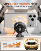 MagSafe Car Mount, Magnetic Car Phone Holder for Car Dashboard, 360° Rotating Strong Magnet Phone Mount with 3M VHB Adhesive, Compatible with iPhone 17/16/15/14/13/12 & MagSafe Cases