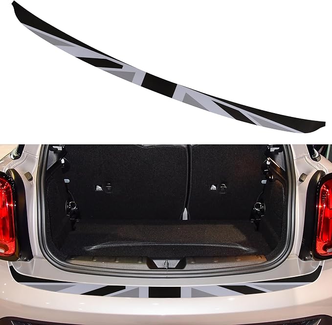 Rear Bumper Protector Sticker Compatible with Compatible with Mini Cooper F56 F55 R55 Anti-Collision Strip Trunk Threshold Decal Car Trunk Door Edge Vinyl Sticker Decoration for Car (Gray Flag)