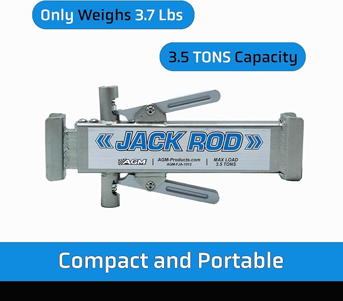 AGM Jack Rod, 3.5 Ton Dual Lever Locking Support Bar for Floor Jacks, Jack NOT Included, 14" Travel, 3.7 lb, Compact Jack Stand Alternative for Cars, SUVs, EVs, Safer, Vehicle Support
