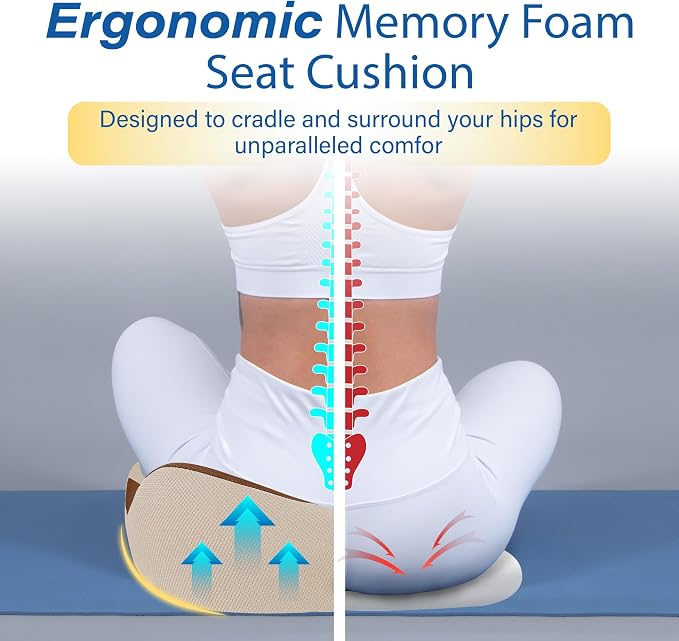 Car Seat Cushion for Driving, Car Seat Pillow for Short Drivers | Ergonomic Memory Foam Seat Cushion for Pain Relief, Adult Booster Seat for Car, Butt Cushion for Car, Truck, Office, Beige