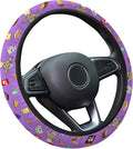 Purple Fast Food Icon Steering Wheel Cover, Polyester Car Wheel Grip, Universal 15 Inch for Cars SUVs Trucks