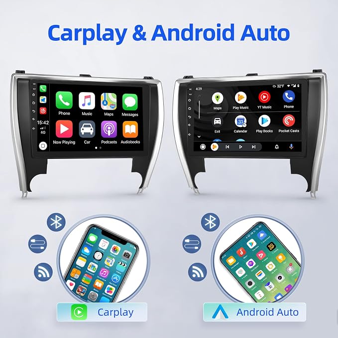 [2+64GB] Android 13 Car Stereo for Toyota Camry 2015 2016 2017, 10.1 inch Touch Screen Radio, Carplay&Android Auto/1080P/Hi-Fi Audio/Bluetooth/GPS/WiFi +MIC