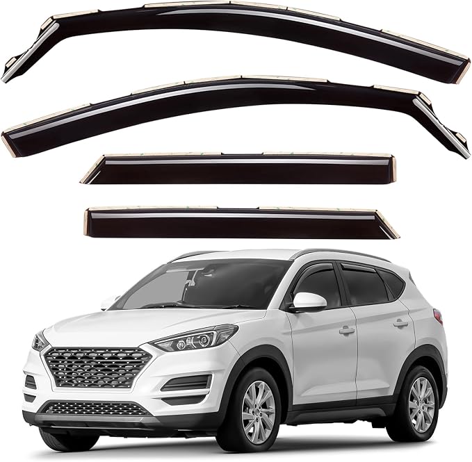 GrandWheel Window Deflectors Smoke Tinted in-Channel Side Window Vent Visor Deflectors Rain Guards Compatible with Tucson 2016-2021 - 4pcs. GW0855