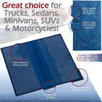 Registration and Insurance Card Holder - Car Organizer - Blue | Vehicle Glove Box Document Organizer, Auto Essential Paperwork Holder for Contact Information Cards, Interior Car Accessories