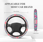 Mermaid Fish Scale Steering Wheel Cover, Universal 15 Inch Colorful Neoprene Car Protector, Non-Slip & Breathable Wheel Sleeve for Most Cars, Sedans, SUVs, and Trucks