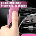 Leather Car Steering Wheel Cover, 15 Inch Anti-Slip Carbon Fiber Black Steering Wheel Cover, Universal Car Interior Accessories for Trucks Sedans SUVs (Black & Pink)