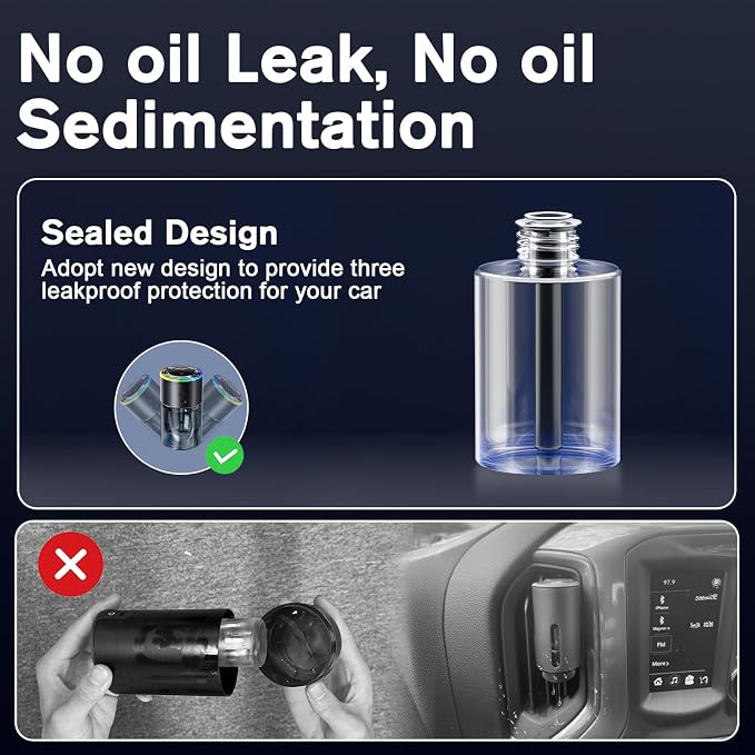 Smart Car Air Freshener Diffuser, 170ml/5.7FL OZ, Air Freshener Car Lasts for 6 Months, Car Fragrance Intelligent Auto On/Off, Ultrasonic Mist, 5 Modes, RGB Music Syncing Light, Wilderness