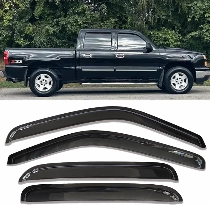 Side Window Visor Rain Guards Wind Deflectors Window Vent for Chevy Suburban Avalanche Silverado 1500 2500/GMC Yukon XL Sierra 1500 2500/Cadillac Escalade ESV Ext Crew Cab Pickup/SUV 4PCS