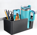 3-in-1 Desk Organizer - Large Desk Cup Holder Clamp, Pencil Holder and Phone Stand - Detachable Anti-Spill Table Cup Holder, Office & PC Gaming Desk Accessories for Cup, Phone and Pen (Black)