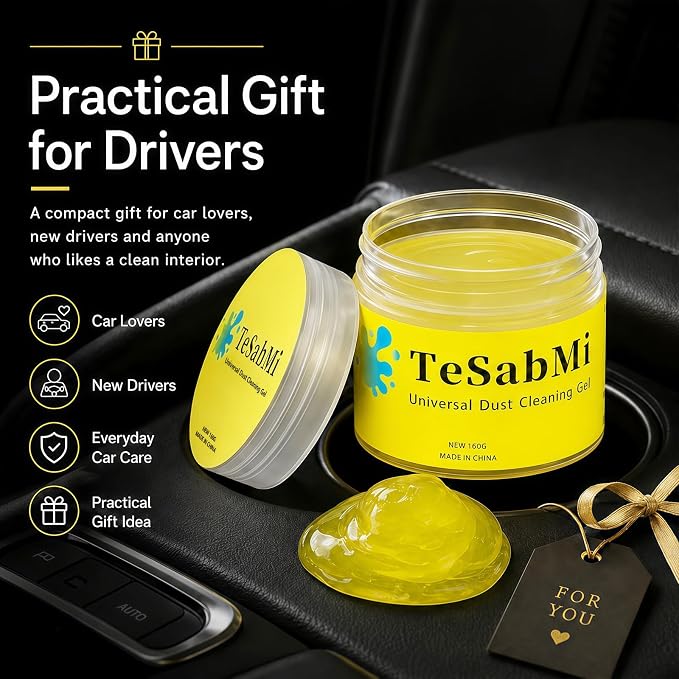 Car Cleaning Gel, Reusable Cleaning Putty for Vents & Gaps, 160g | For air vents, dashboard gaps, cup holders and console buttons; picks up dry dust, crumbs and lint. No water needed.