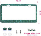 Bling License Plate Frame for Women, 1PCS Sparkly Stainless Steel License Plate Frames| Over 1000 pcs 14 Facets Bedazzled Clear Glass Diamond Rhinestone Crystals w/Free Glitter Diamond Box (Green)