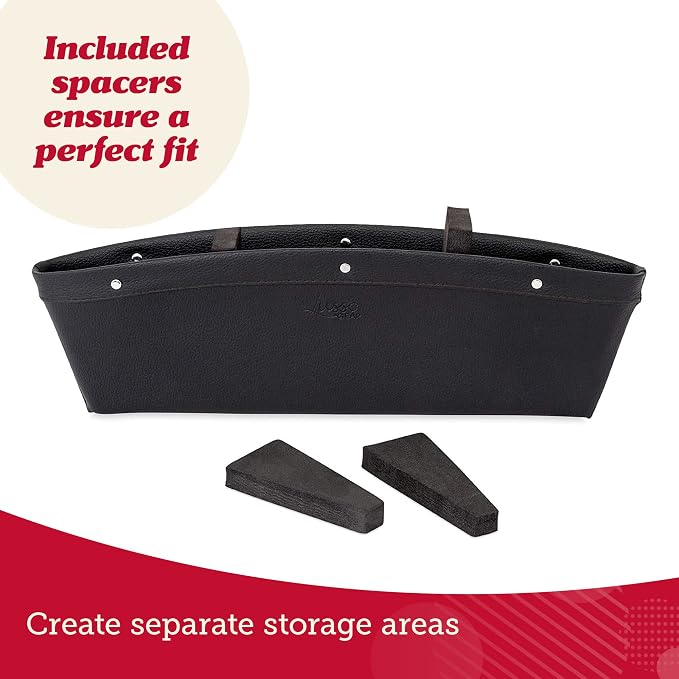Car Seat Gap Organizer - Pack of 2 - Prevents Items Falling & Seat Gap Filler - Universal Fit 0.5"-2" Slots & Automotive Use - Easy Clean Design for Auto Accessories - Gray Faux Leather