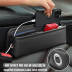 2 Pack Universal Fit Premium Leather Car Seat Gap Filler Organizer, Center Console Organizer for Car SUV Truck (Black，2 Pack)