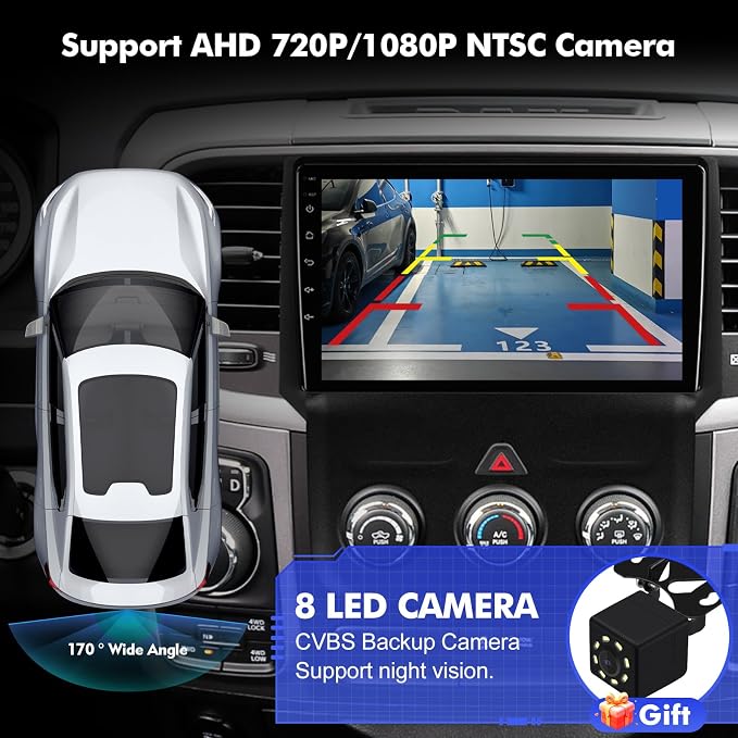 Android 13 Car Radio for 2+32G Dodge RAM 1500/2500/3500 2013-2018 9'' 1280*720 Touchscreen Car Stereo with Carplay Android Auto Backup Camera Mirror Link GPS Navigation WiFi 6 Bluetooth 5.4(Manual AC)