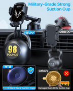 【Upgraded Strongest Suction & Pro Military-Grade】Ultimate Car Phone Mount【360°Rotatable Suction】Cell Phone Holder Truck Stand for Dashboard Windshield Vent for iPhone 17 Pro Max Samsung,Graphite Black