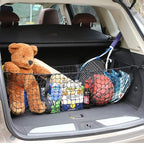 Cargo Net for Car, Expandable 3 Pocket Heavy-Duty Cargo Net Organizer, Black Mesh Storage Pocket with 4 Metal Carabiners Universal for Car, SUV, Pickup Truck, Van Trunk Bed