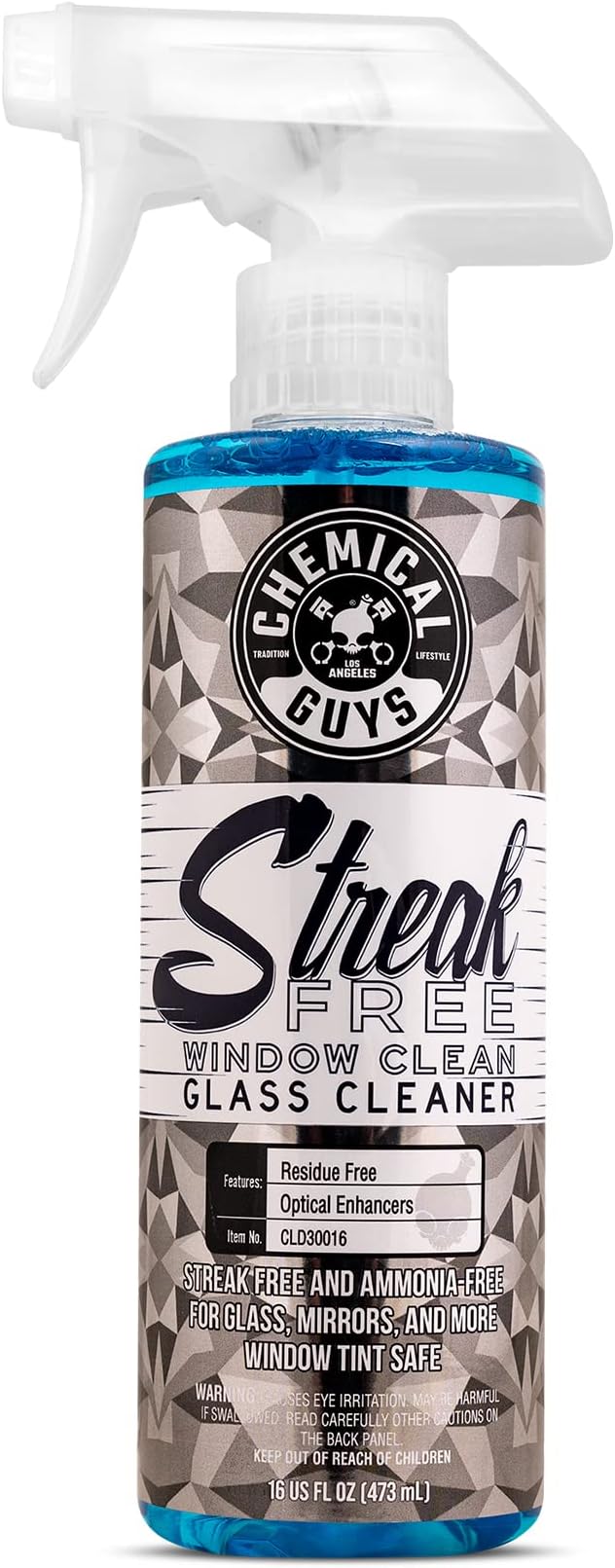 Streak Free Glass and Window Cleaner - Works on Glass, Windows, Mirrors, and Screens, Ammonia-Free and Safe on Tinted Windows, for Cars, Trucks, SUVs, and Home Use - 16 oz