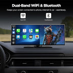 11'' Wireless Carplay Screen for Car Built-in Net-Flix YouTube Apps, Portable Touchscreen Car Stereo with Android Auto, Backup Camera, OTA Updates, Bluetooth, Voice Control, GPS Navigation,FM