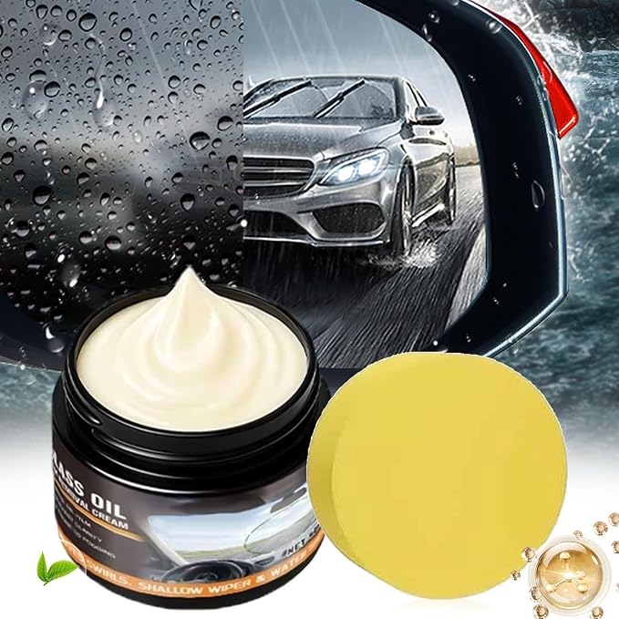 Car Window Oil Film Remover | 50g Anti-Fog Anti-Rain Remover - Auto Glass Cleaner,for Exterior Rearview Marine RV Truck Detailing Garage SUV Van Boat House