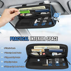 Car Sun Visor Organizer, Tactical Car Accessories with Zipper Storage Pouch, Glasses Clip Card Sleeve Pocket, Multi-Pocket Visor Organizer Fits Most Cars, SUVs, Trucks