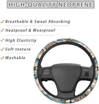 Steering Wheel Cover Boho Mandala Flower Butterfly Pattern Anti-Slip Car Wheel Protector Perfectly fit for 15 inches Car Accessories Universal Fit Car SUV Van Truck