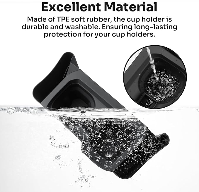 Center Console Cup Holder Insert for 2016-2023 Toyota Tacoma Interior Accessories, TPE Silicone Material 2-in-1 Center Console Drink Cup Holder Insert