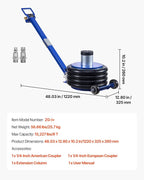 Air Jack, 6 Ton/13227 lbs Airbag Jack, Lift Up to 26.5 inch with Heightened Column, Adjustable Handle & Thick Rubber Pad, 2-5 s Fast Lifting Pneumatic for Car, SUV, Pickup Truck Repair, Garage