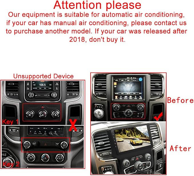 4+64GB for Dodge Ram Radio 2013-2019 1500 2500 3500 9" Android 13 IPS Touchscreen Built-in Apple CarPlay Auto GPS Navigation Bluetooth Head Unit EQ DSP with Free Back Camera AC Ram